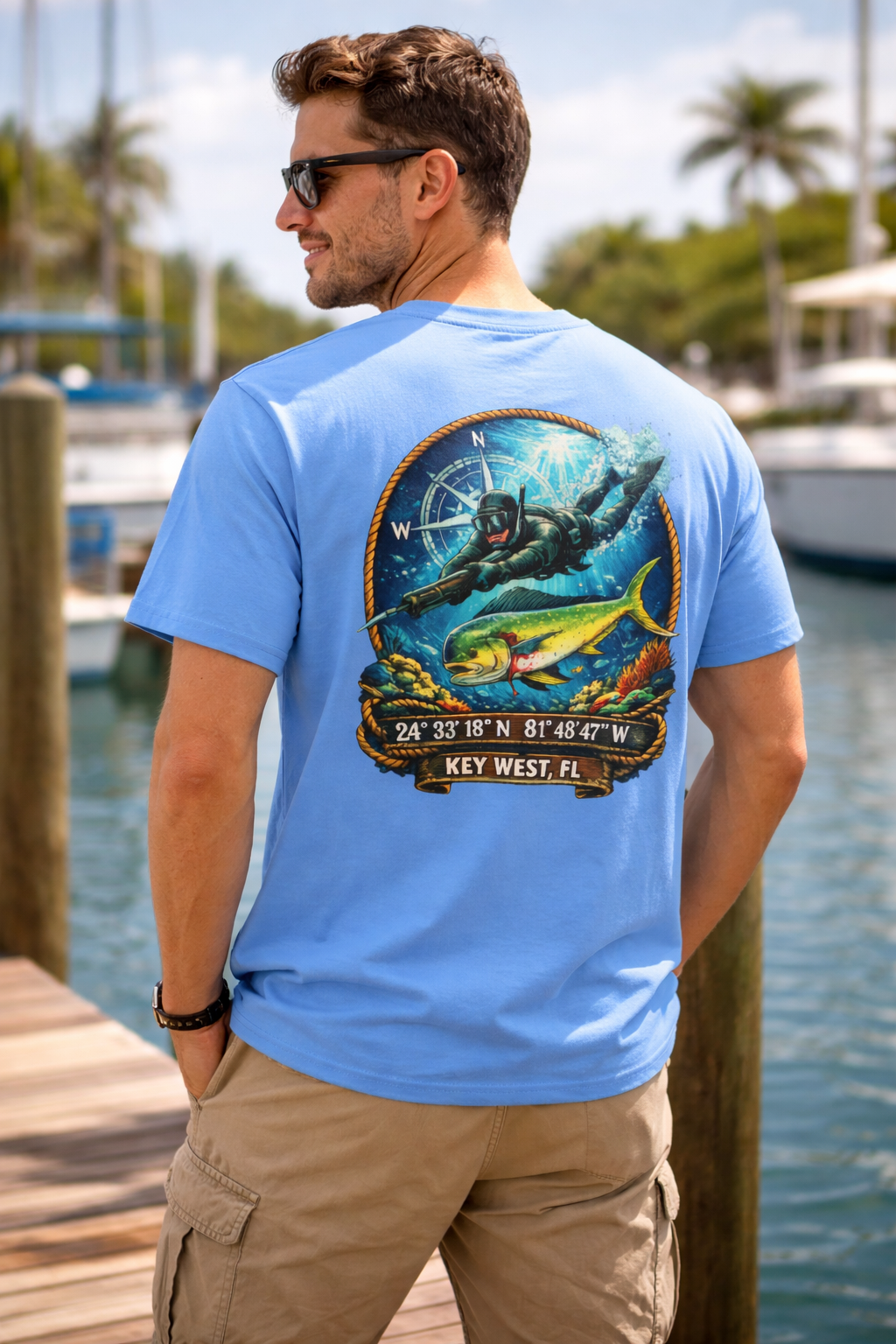 Spearfishing T-Shirt | Florida Spear Fisher Diver Design | key west Florida