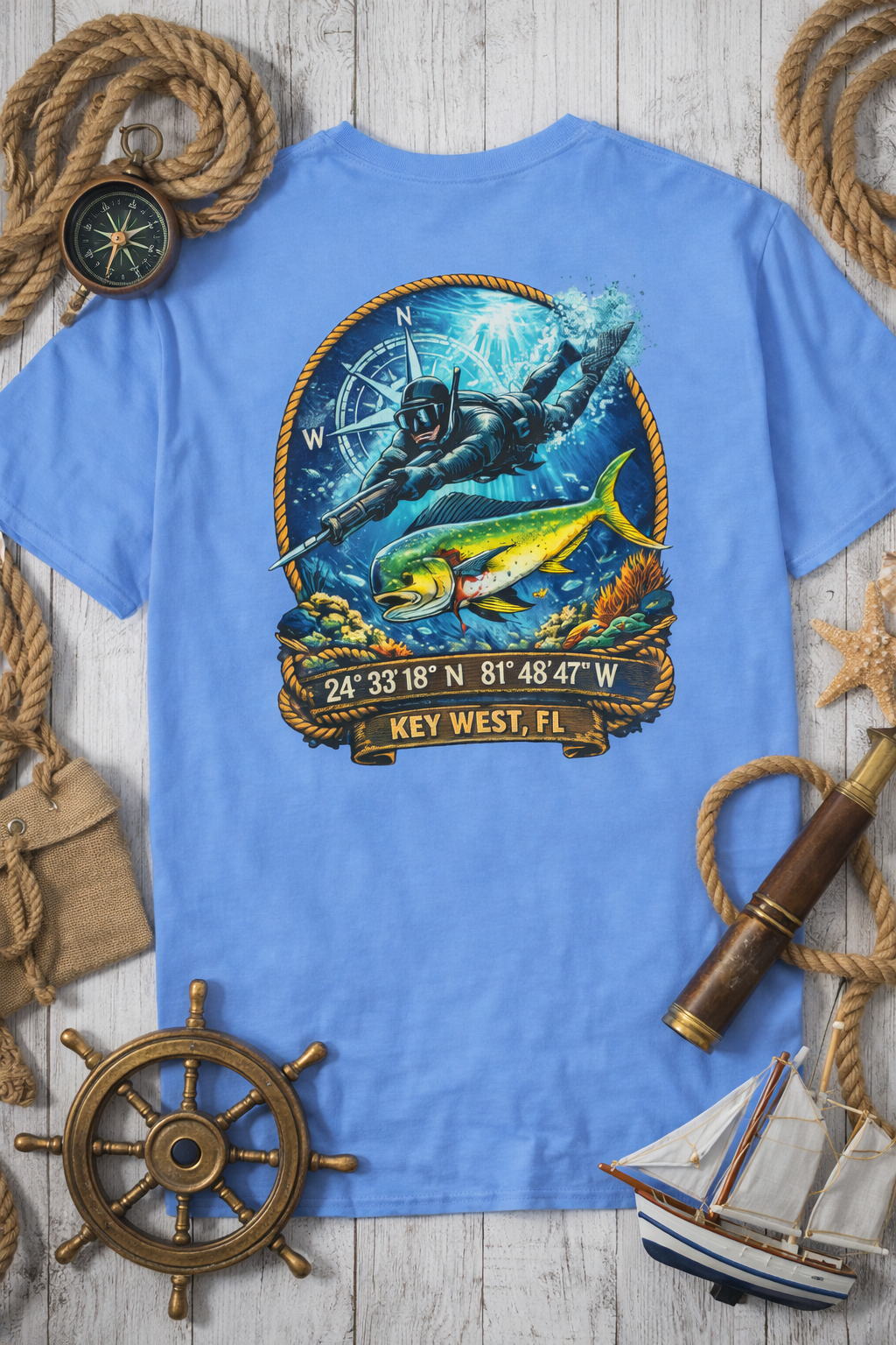 Spearfishing T-Shirt | Florida Spear Fisher Diver Design | key west Florida