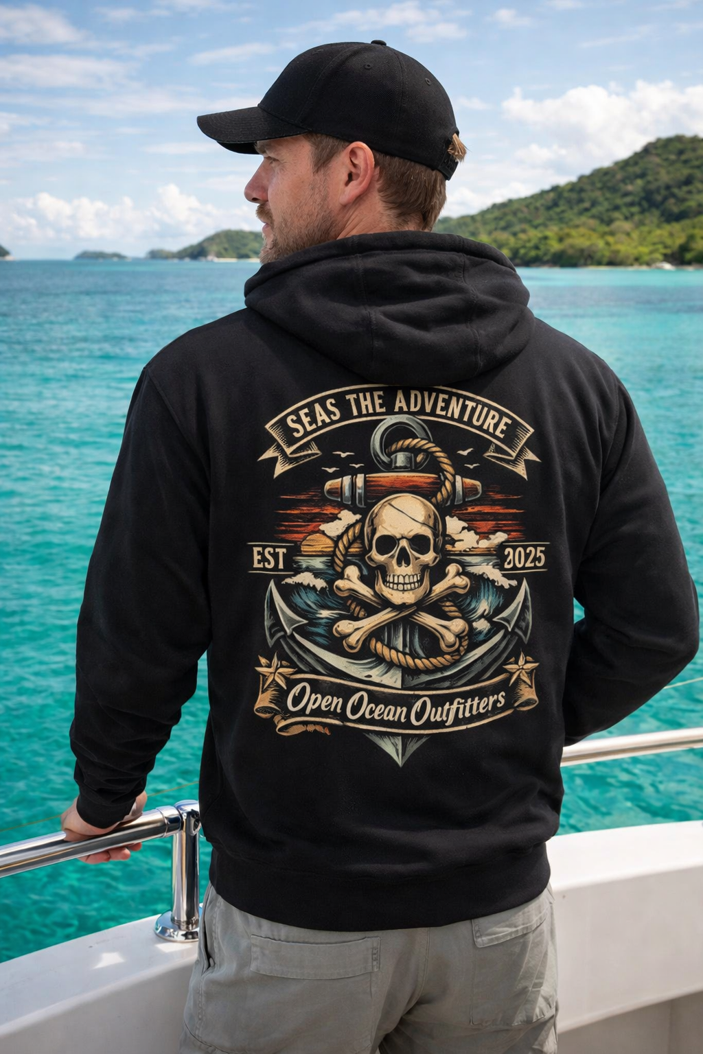 black skull & anchor hoodie